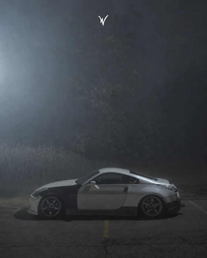 wickd poster - 350z fog parking lot