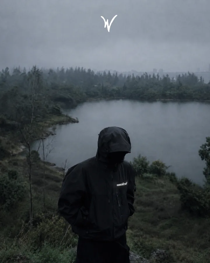 wickd poster - hooded figure lake overlook